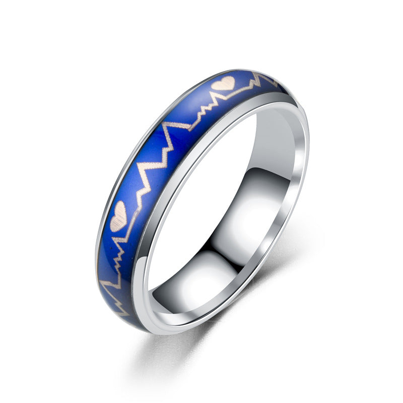 Heartbeat Ecg Sealing Glaze Color Changing Rings