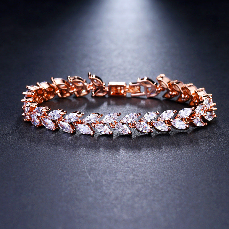 Leaf Simple Fashion Zircon Female Jewelry Bracelets