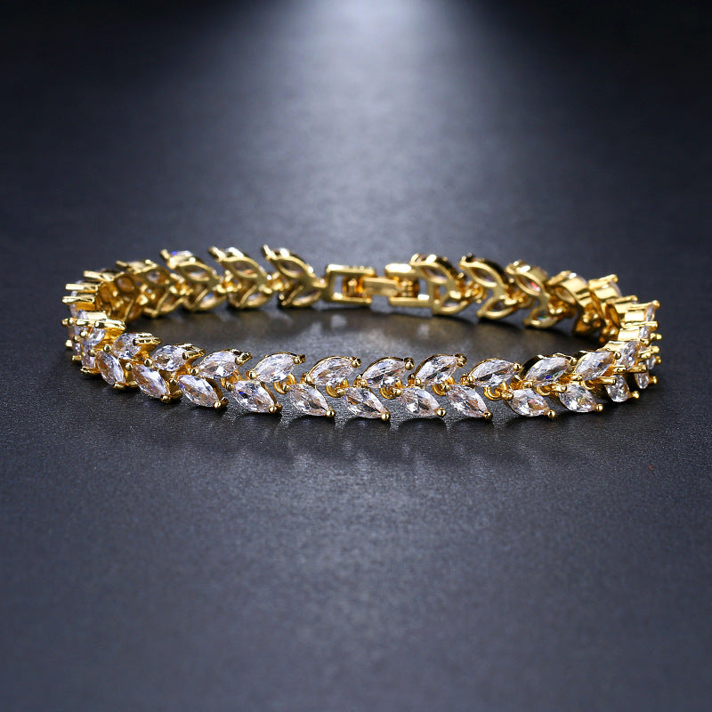 Leaf Simple Fashion Zircon Female Jewelry Bracelets