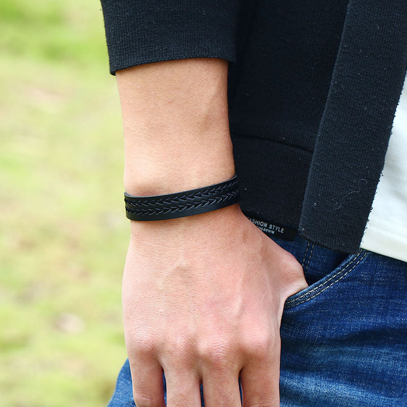 Leather Computer Embroidered Male Female Simple Bracelets