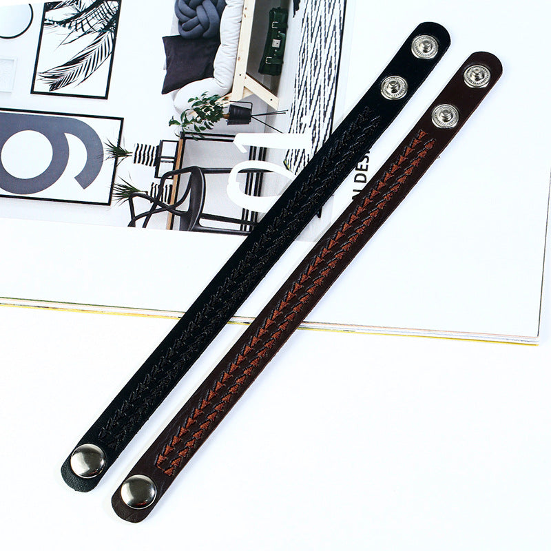 Leather Computer Embroidered Male Female Simple Bracelets