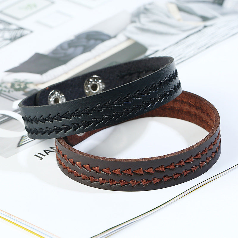 Leather Computer Embroidered Male Female Simple Bracelets