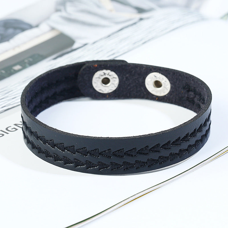Leather Computer Embroidered Male Female Simple Bracelets