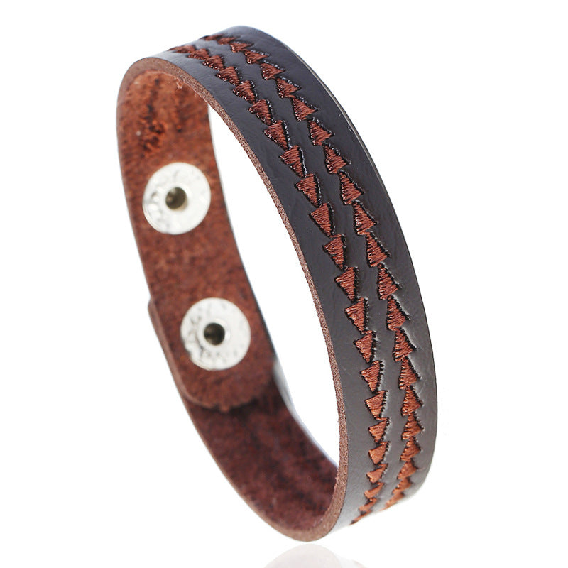 Leather Computer Embroidered Male Female Simple Bracelets