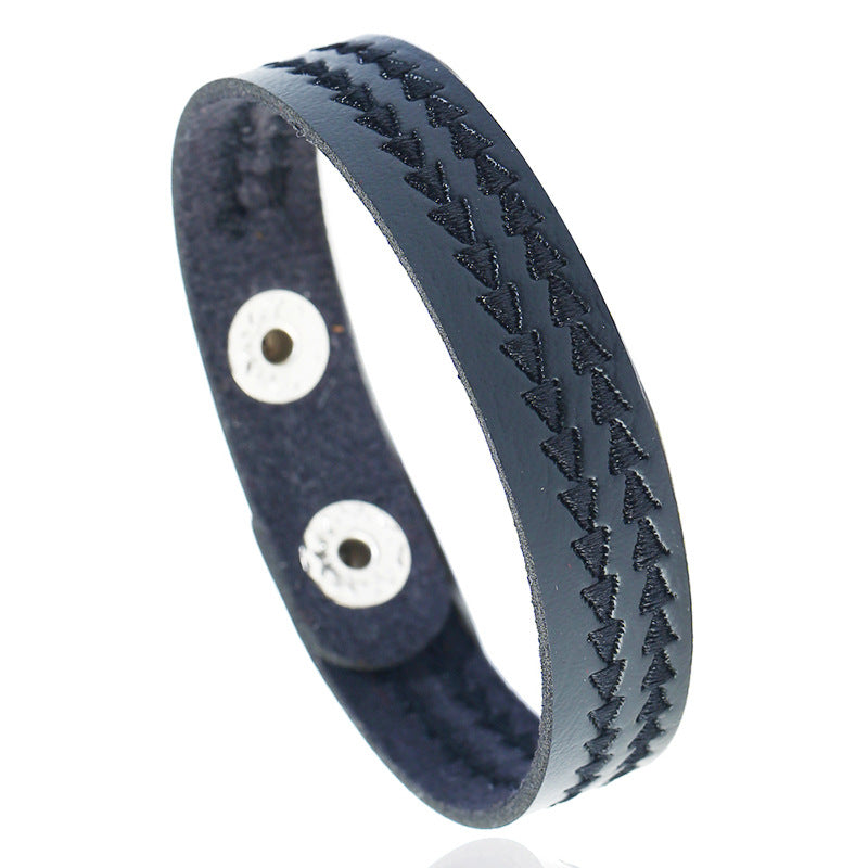 Leather Computer Embroidered Male Female Simple Bracelets