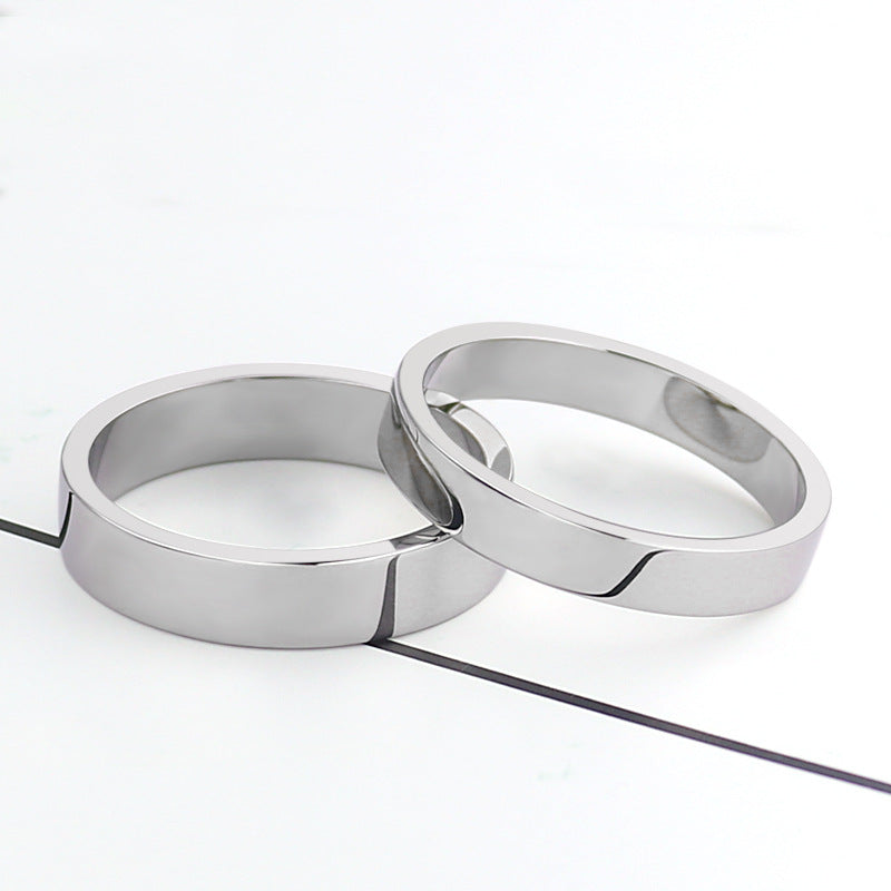 Fashion Simple Titanium Steel Glossy Stainless Flat Tail Ring