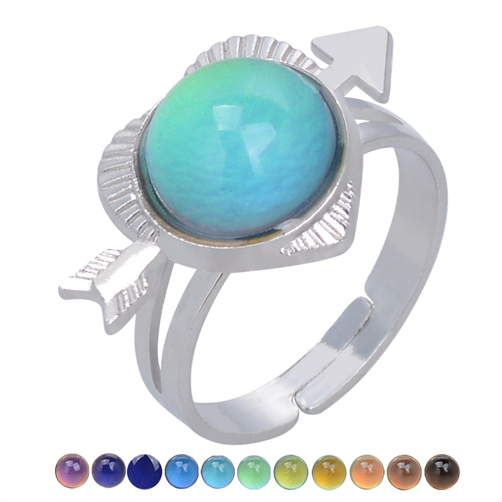 Women's Fashion Charm Opening Retro Gem Temperature Rings