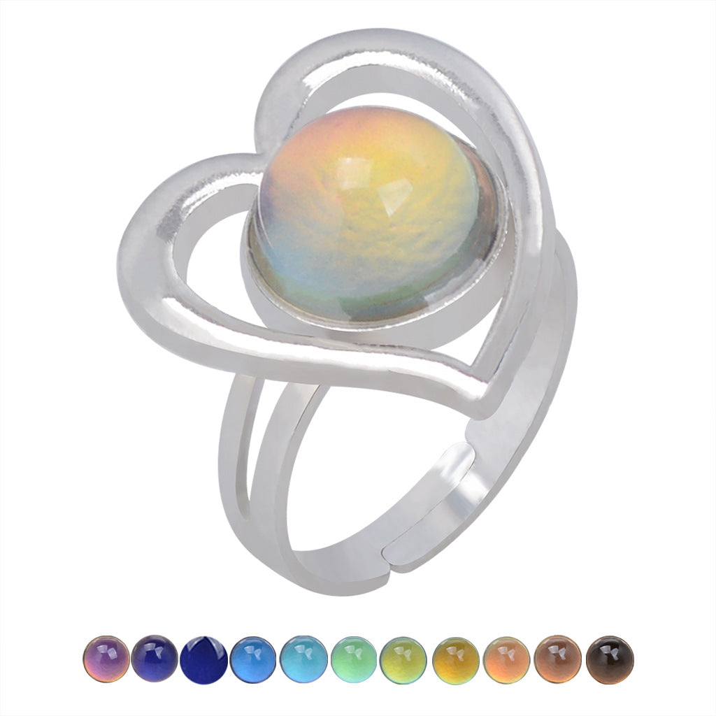 Women's Fashion Charm Opening Retro Gem Temperature Rings