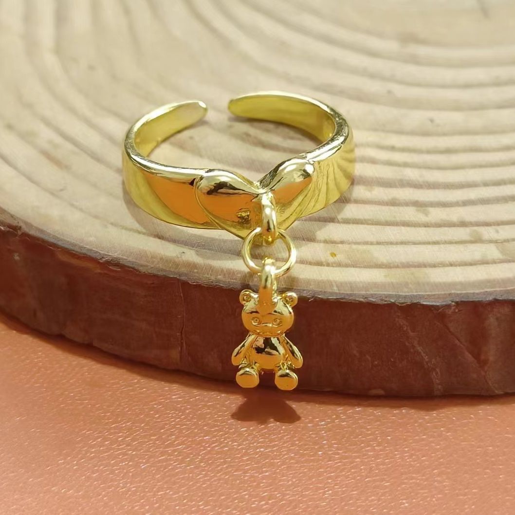Simple Sweet Loving Heart Bear Opening Rings
