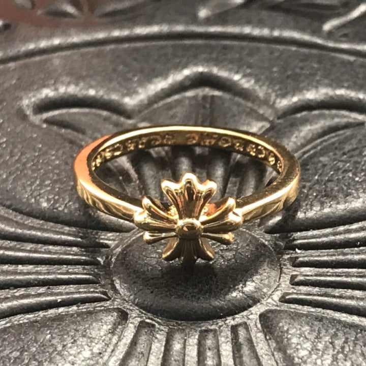 Sier Couple Thin Cross Five-pointed Star Rings