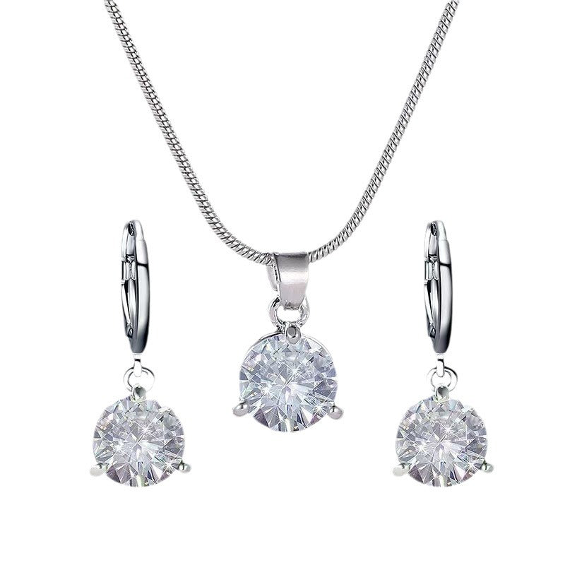Jewelry Two-piece Set Round Multicolor Zircon Necklaces