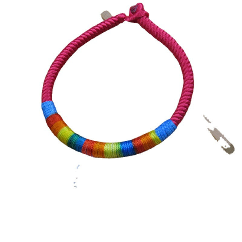 Sier Longevity Lock Colorful Rope Copper Bell Pineapple Bracelets