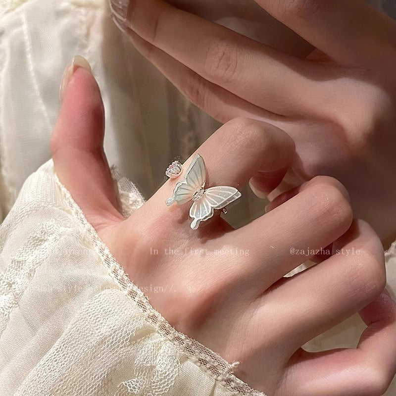 Pink Blue Dual Layer Open-end Butterfly Female Light Rings