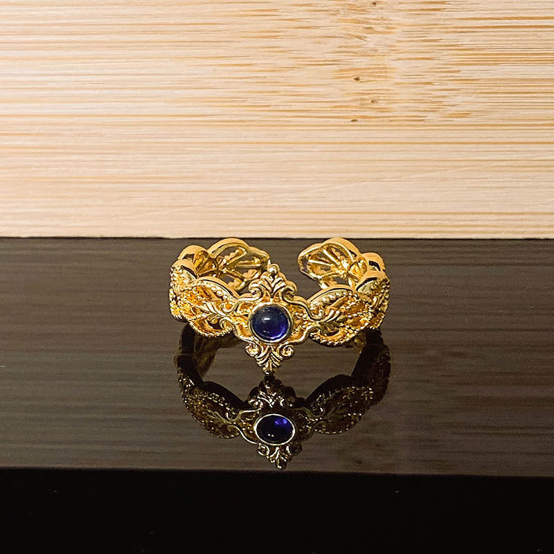 Style Light Luxury Hollow Pleated Stylish Opening Female Niche Rings