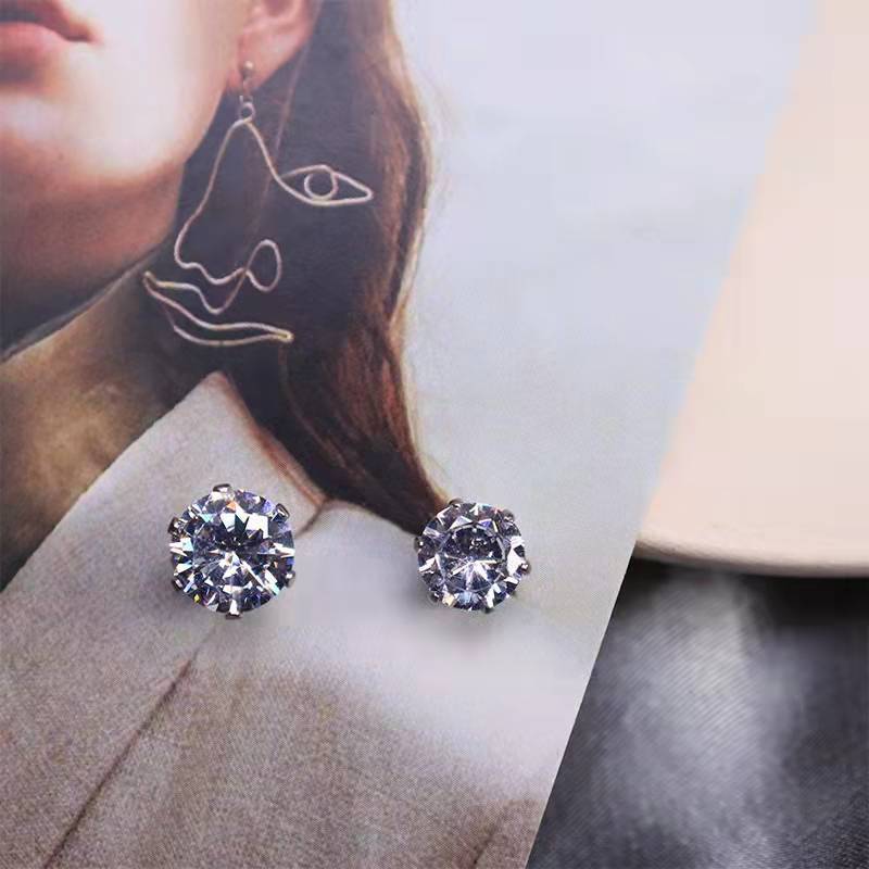Without Pierced Female Rhinestone Zircon Bone Magnet Nest Earrings