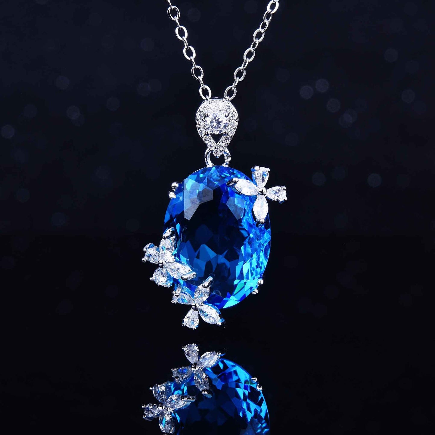 Super Fairy Butterfly Opening Candy Series Aquamarine Colored Jewelry Set