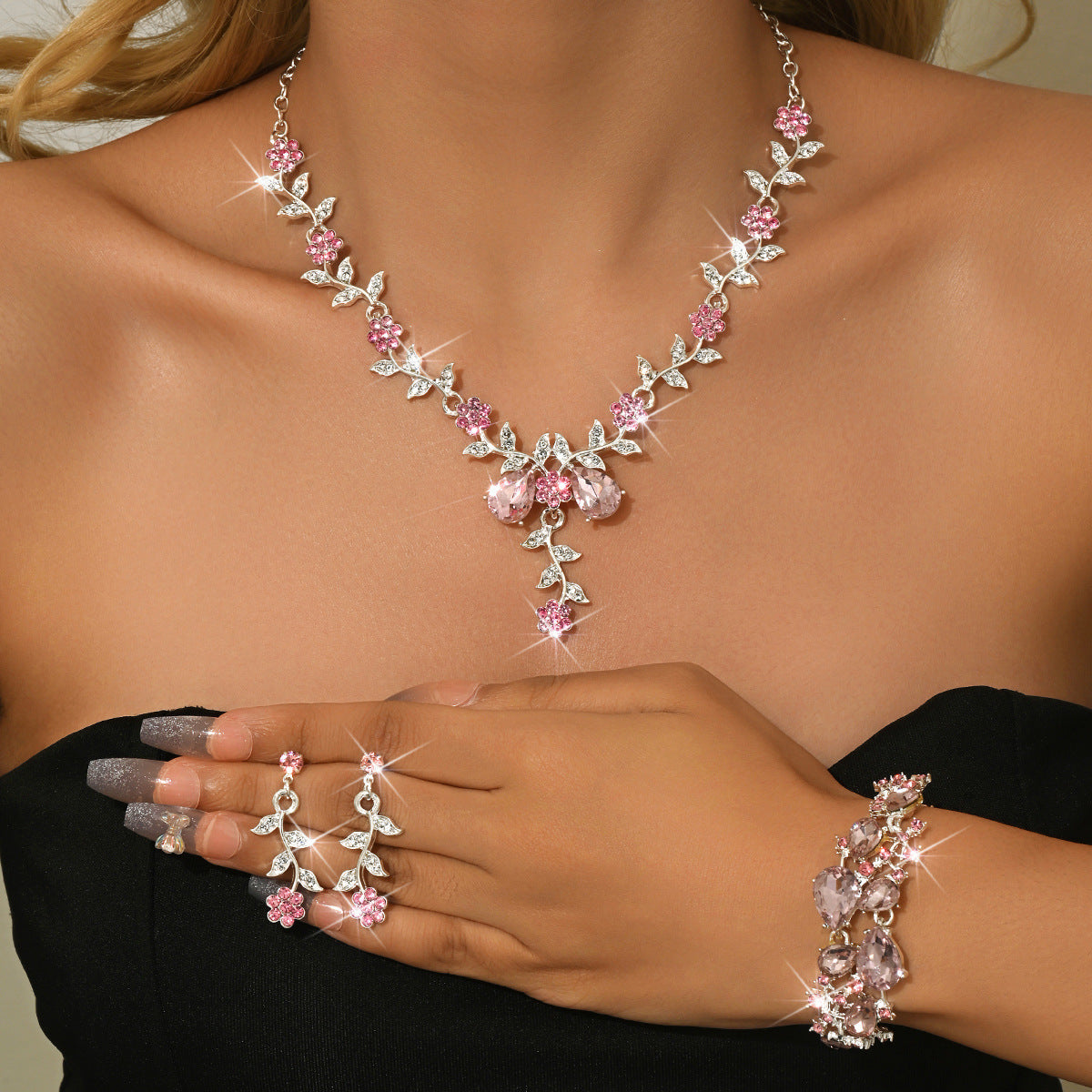 French Style Fresh Sweet Flower Affordable Luxury Fashion Exquisite Dress Jewelry Set