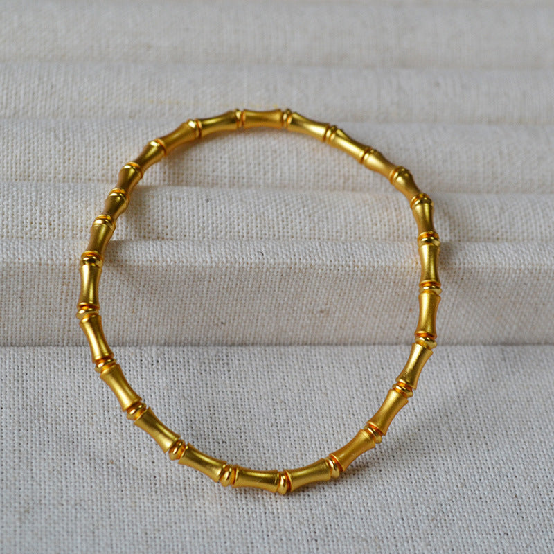 Women's Style Artistic Vintage Brass Ancient Gold-plated Frosted Bamboo Bracelets