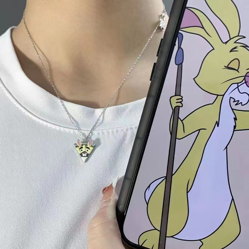 Cartoon Bear Girlfriends Pizza Magnetic Set Necklaces