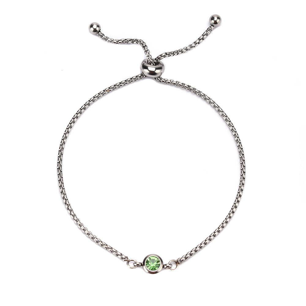 Women's Simple Stainless Steel Twee Birthstone Mother's Bracelets