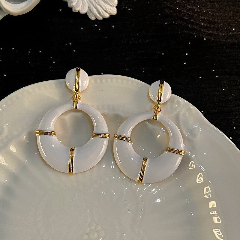 Oil Oval Geometric French Retro Special Earrings