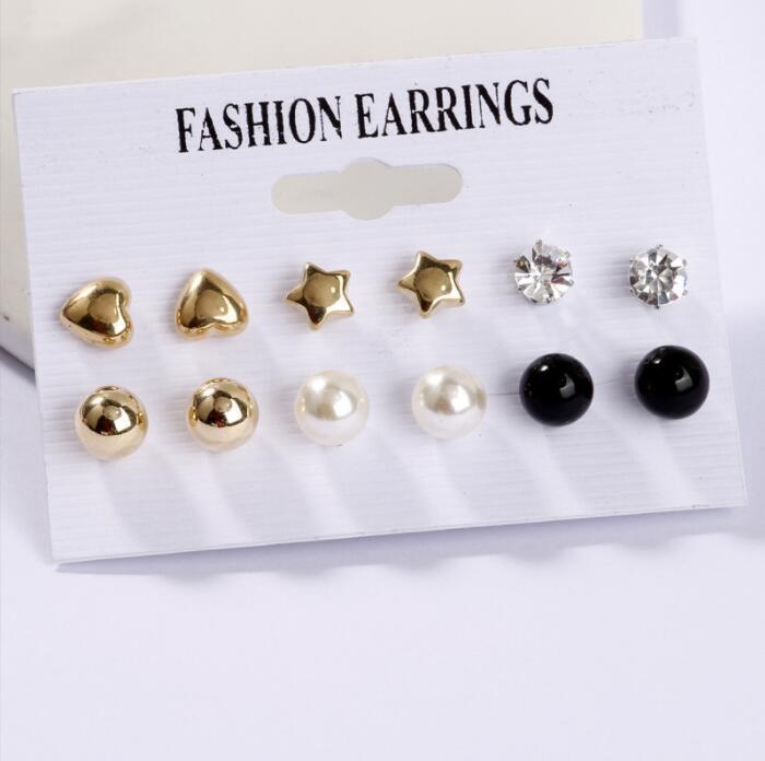 Creative Simple Acrylic Alloy Metal Pearl Stud Earrings