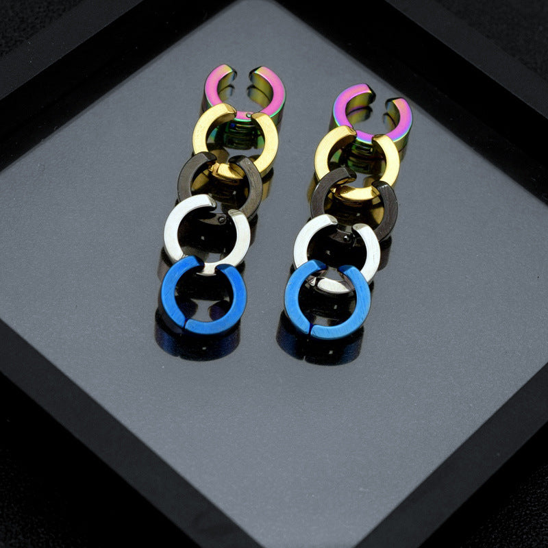 Men's Titanium Steel Ear Clips Version Black Earrings