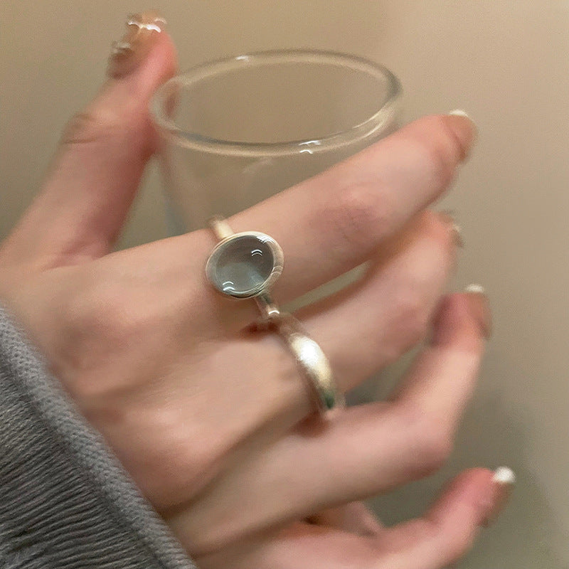 Of Sier Natural Stone Open Female Design Cold Style Rings