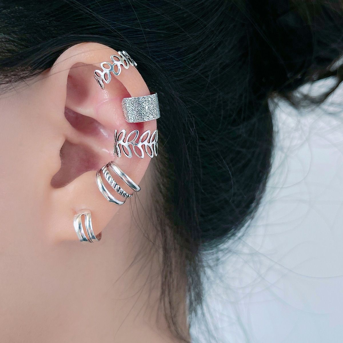 Bone Clip Set Personalized Golden Leaves Earrings