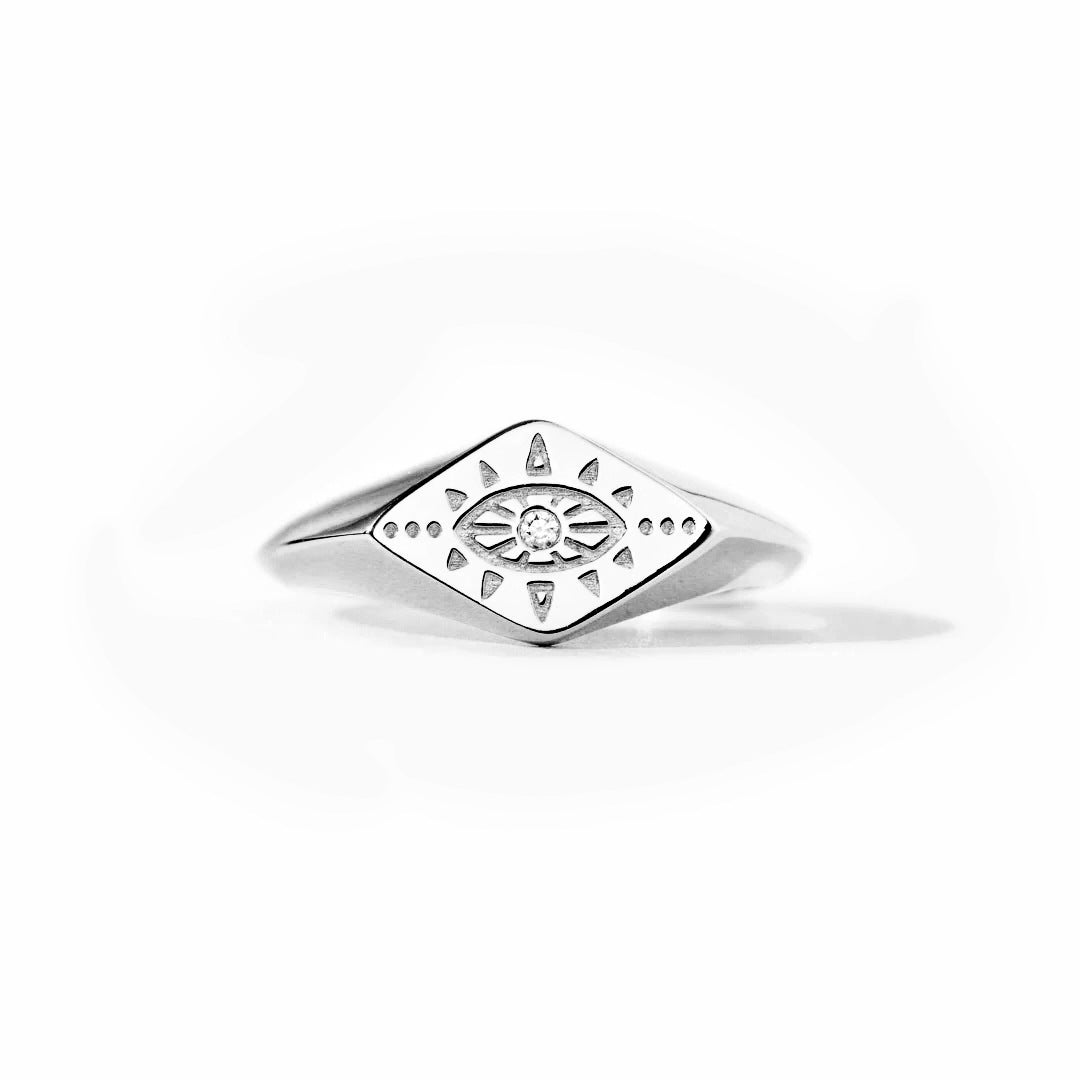 Women's Sterling Sier Gold Eye Pattern Simple Fashion Ring
