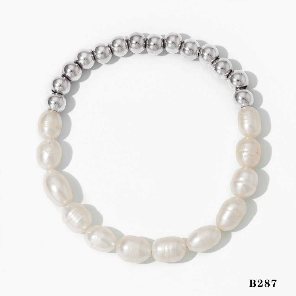 Natural Freshwater Pearl Heart Zircon Suit Creative Bracelets