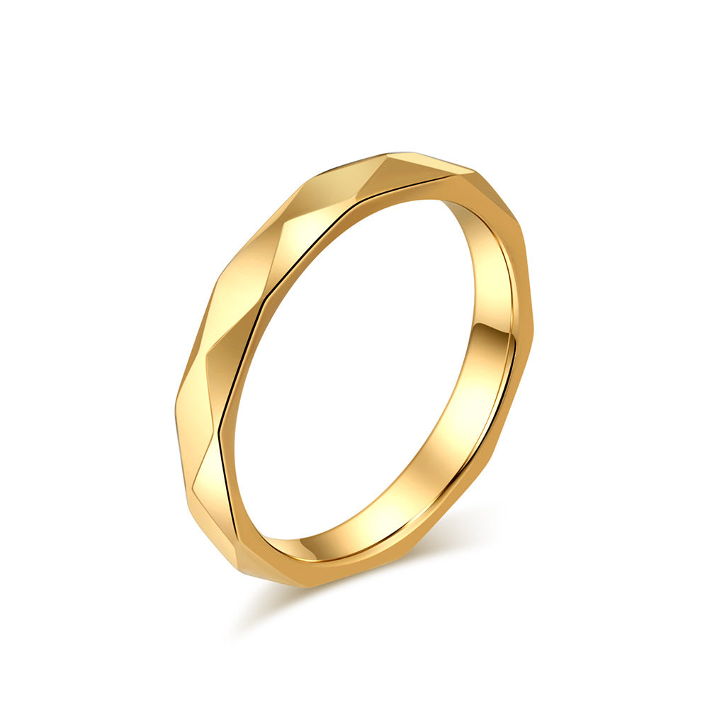 Simple Unisex Style Diamond-shaped Stainless Steel Rings