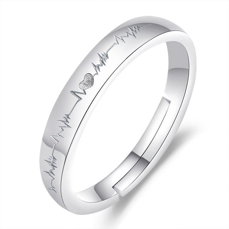 Women's & Men's Couples Openings Sier-plated Couple Fashion Ecg Rings