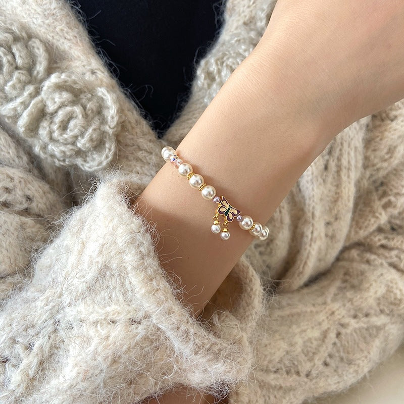 Women's Pearl Light Luxury Minority High-grade Sweet Elegance Exquisite Painted Bracelet