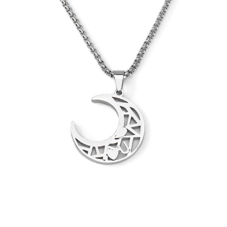 Women's & Men's Moon Hollow Titanium Steel Gifts For Necklaces