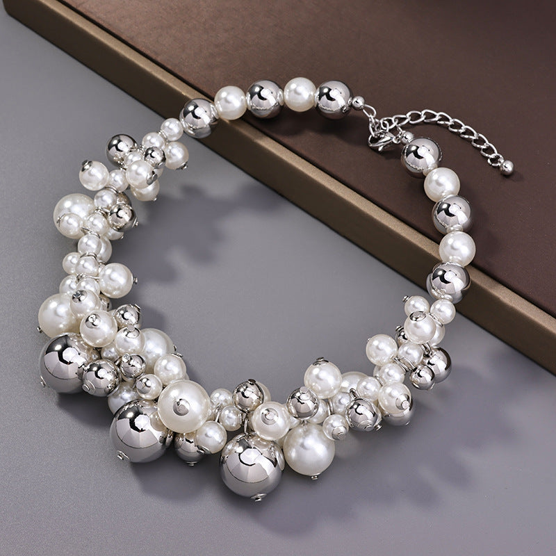 Women's Minority Sier High-grade Temperament Pearl Ball Necklaces