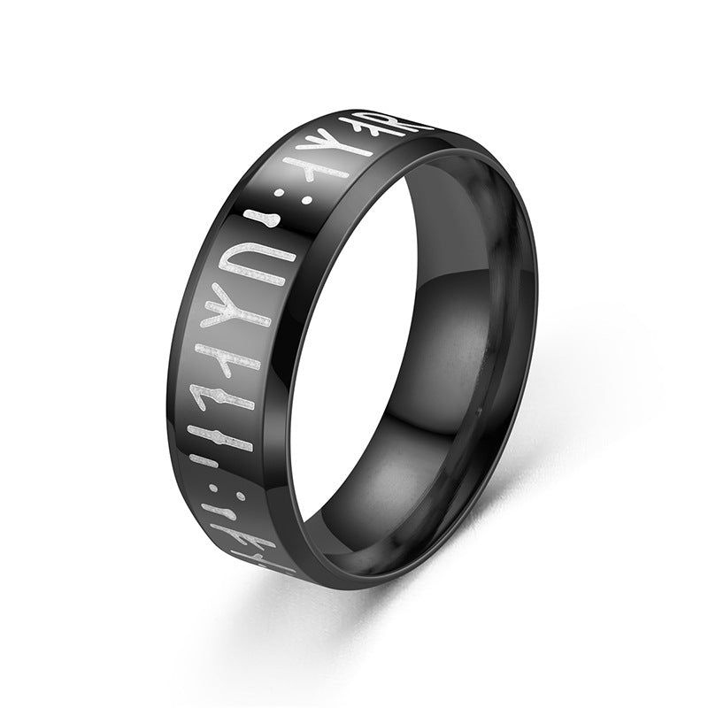 Men's Ornament Viking Letter Stainless Steel Rune Rings