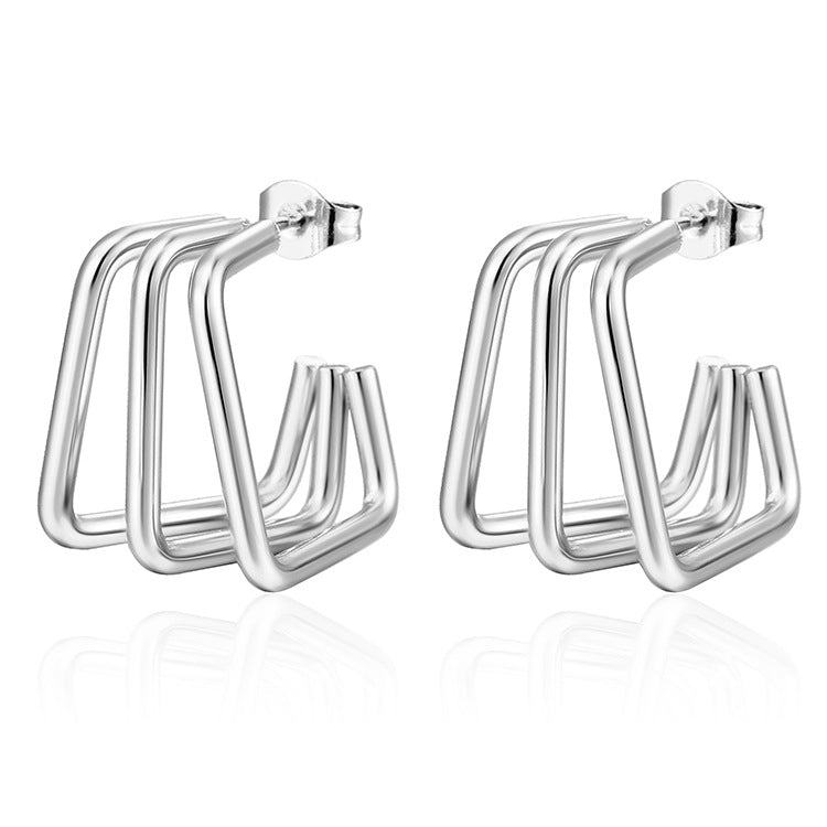 Geometric Three-wire Gold Titanium Steel Simple Rings