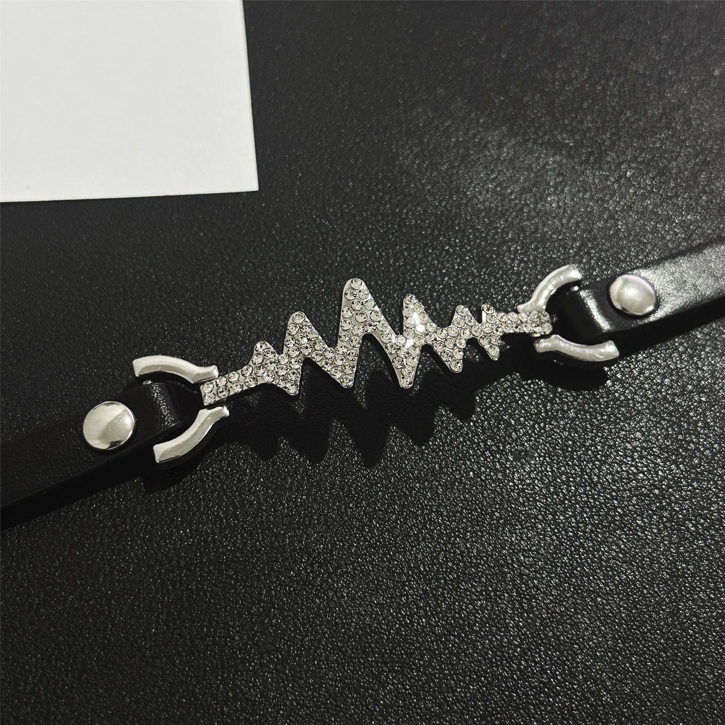 Style Leather Collar Wine Red Cross Clavicle Pendants
