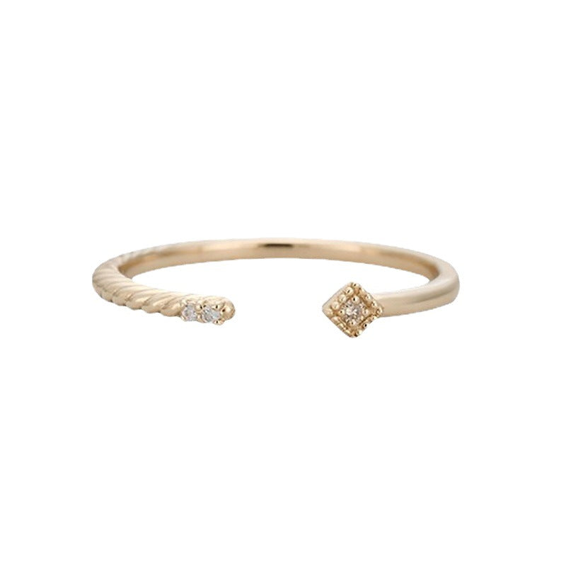 Minority Sweet Open Sterling Sier Gold Plated Zircon Ring