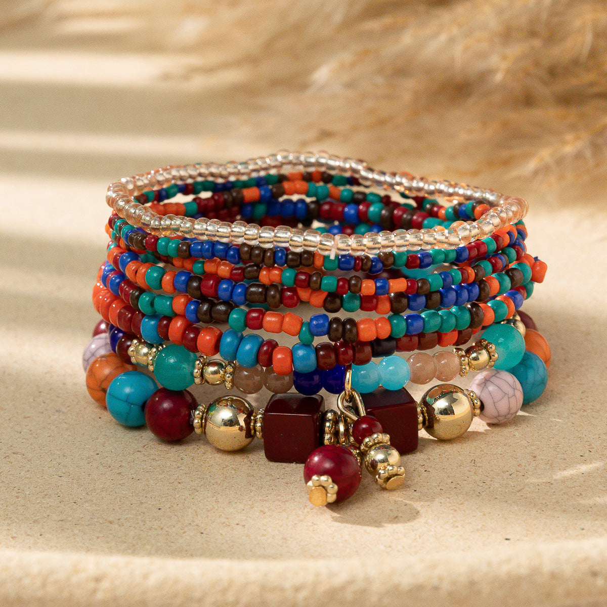Style Bohemian Bead Design Sense Niche Contrast Bracelets