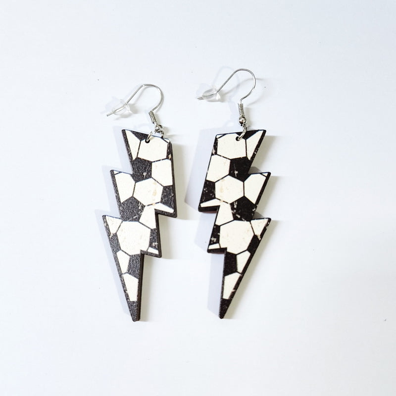 Super Bowl Sports Wood Wooden Ball Earrings