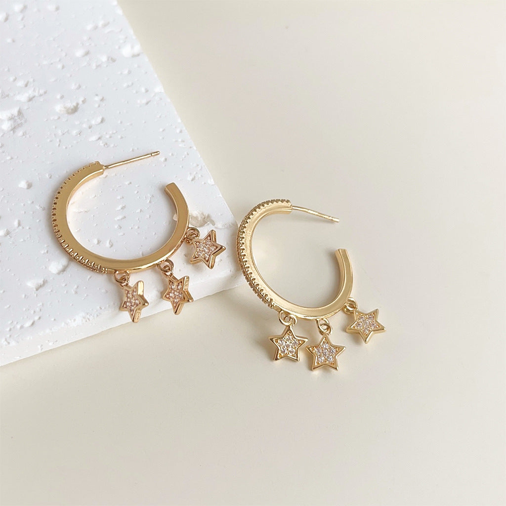 Women's Affordable Luxury Style Zircon Geometric Large Hoop Exaggerated Personalized Earrings