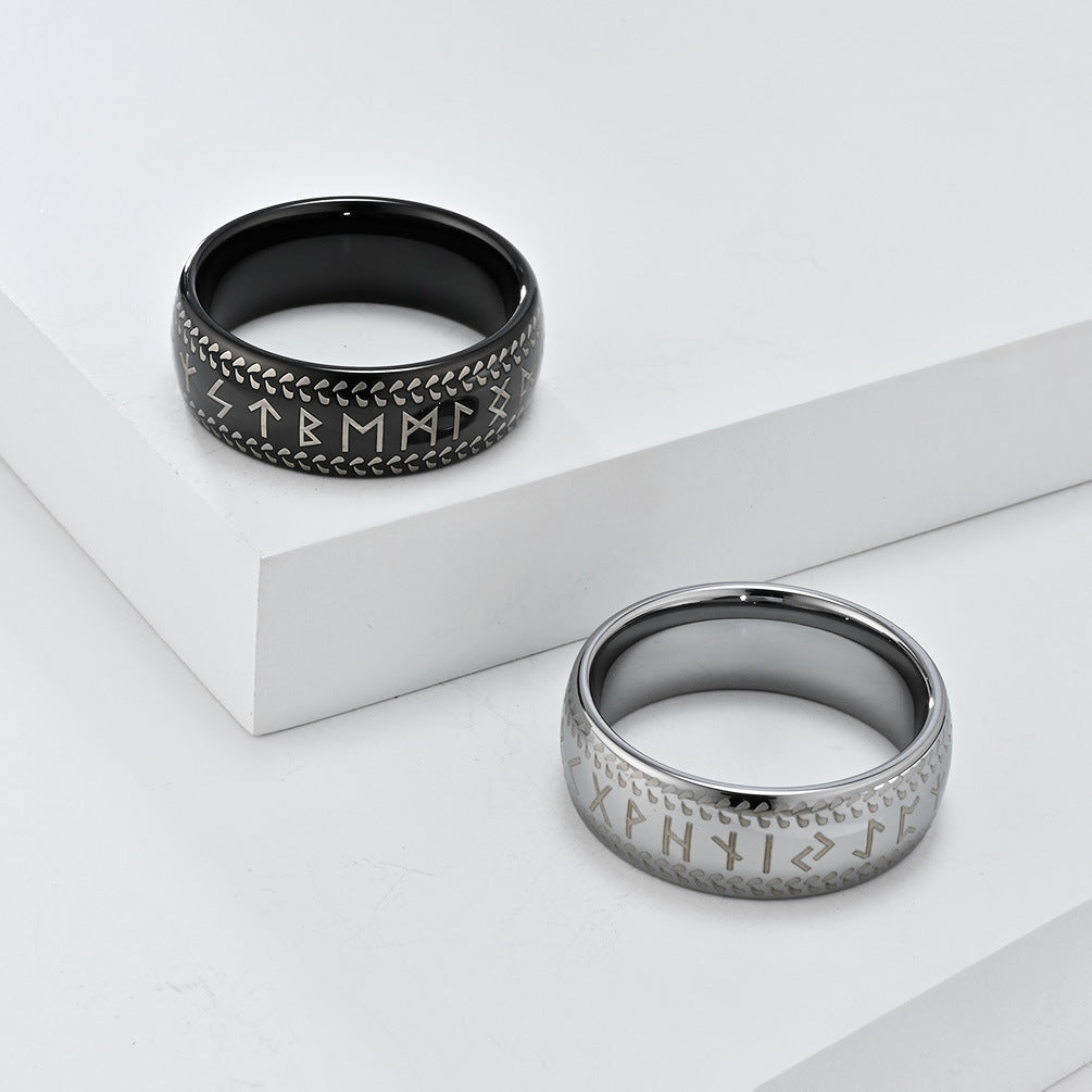 Simple Viking Letter Tungsten Force Laboratories Text Fashion Personality Rings