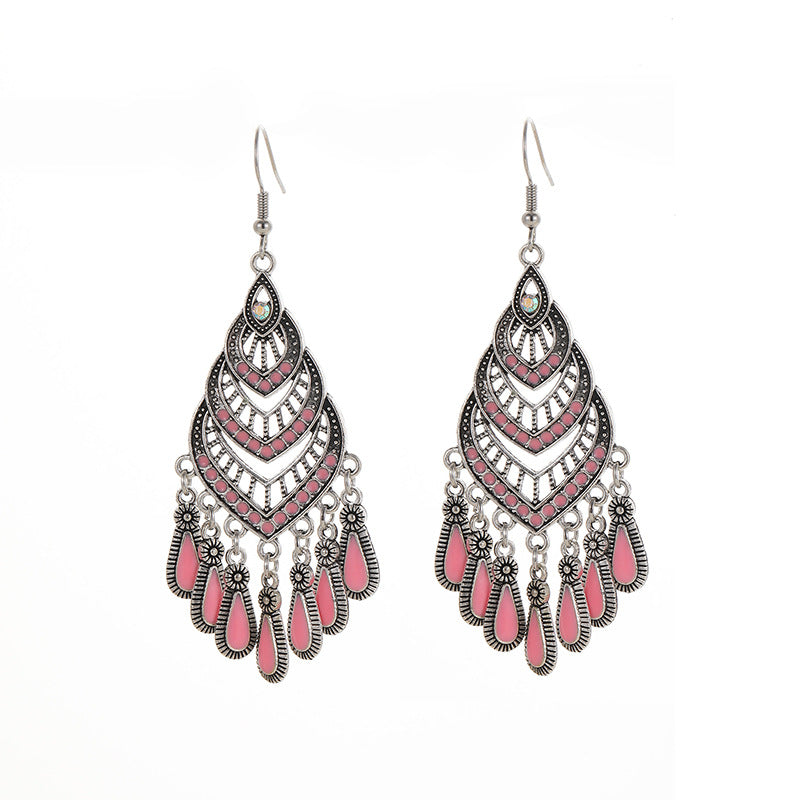 Spot Drill Drop Oil Vintage Craft Earrings