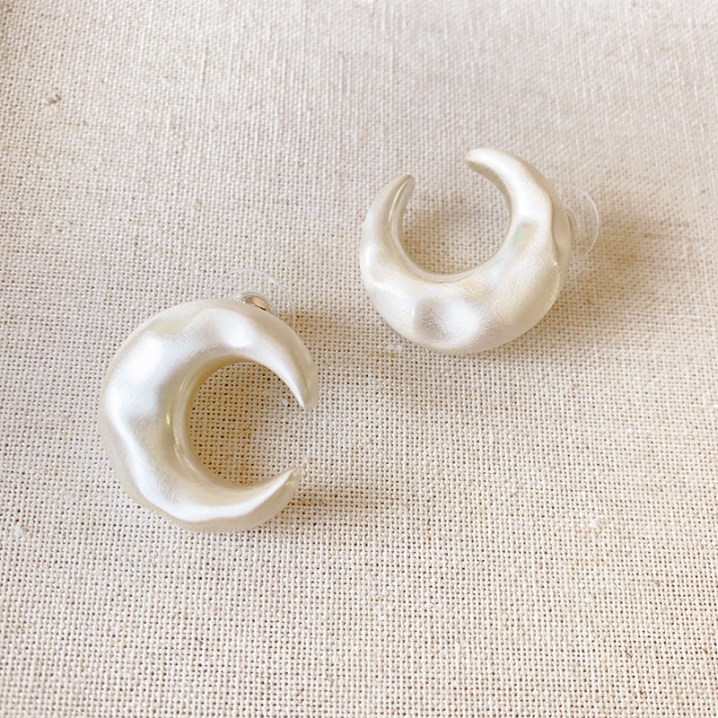 Brushed Crescent Shape Exaggerated Cold Style Earrings