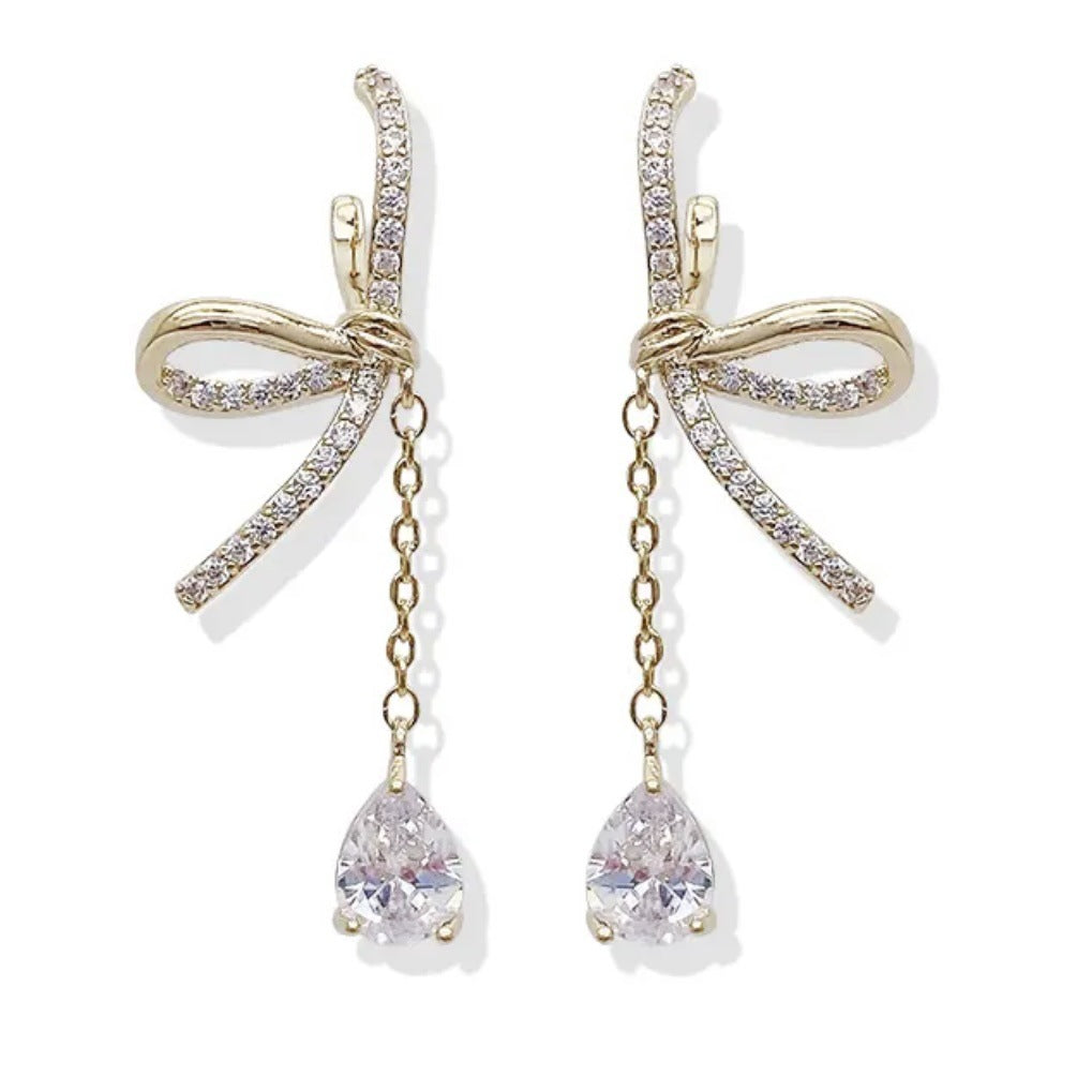 Bow Tassel Fashion Elegant Sier Lady Smart Earrings