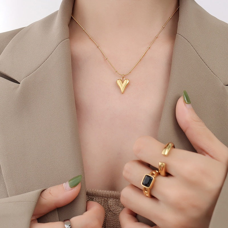 Long Titanium Steel Gold Plated Clavicle Necklaces