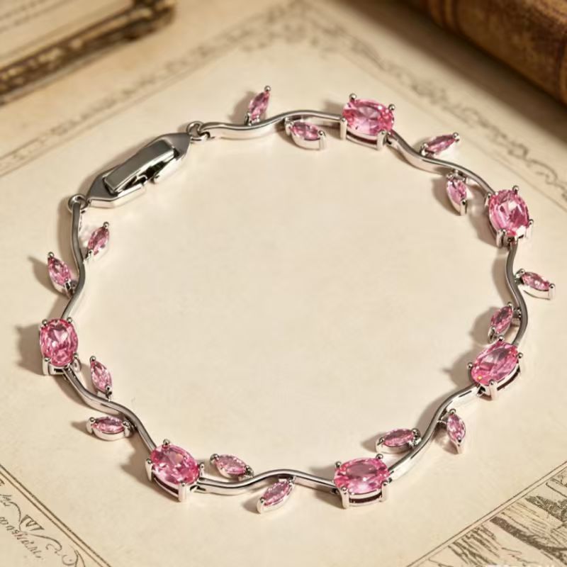 Luxury Style Quality Inlaid Color Zircon Branches Fashion Light Full Bracelet