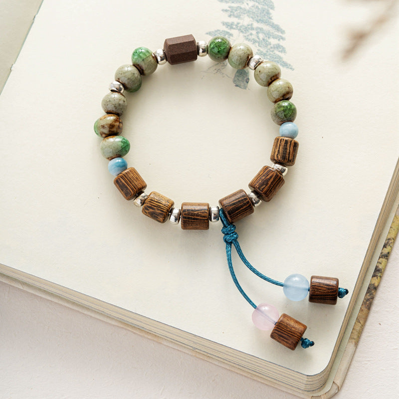 Women's & Men's Ornament Ice Crack Mori Style Single Circle Couple Bracelets